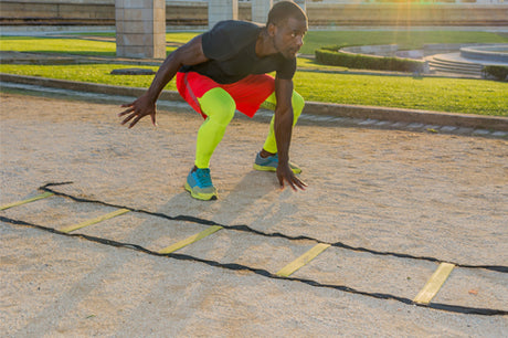 A Man Doing Speed Agility Ladder Drill