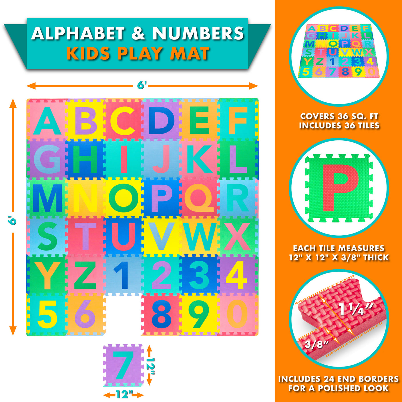 Alphabet and Numbers Kids Play Mat