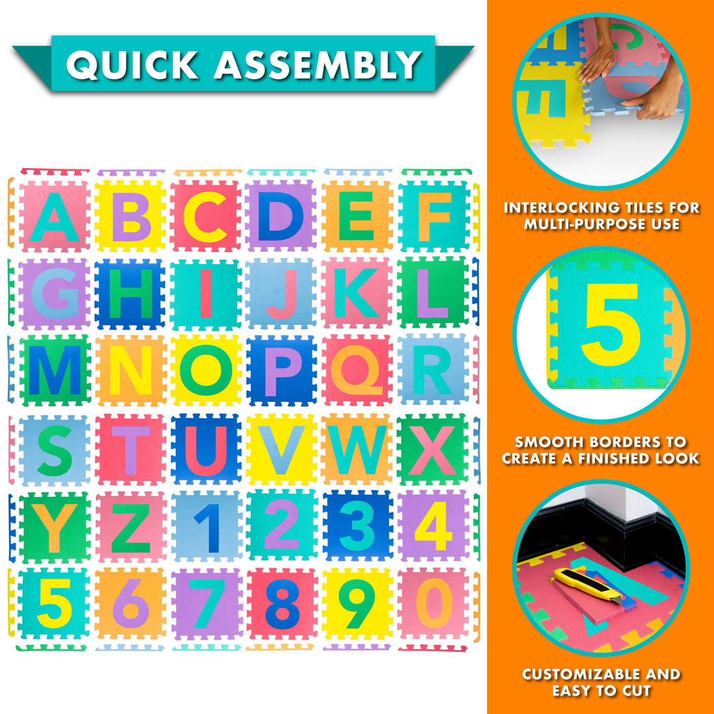 Alphabet and Numbers Kids Play Mat