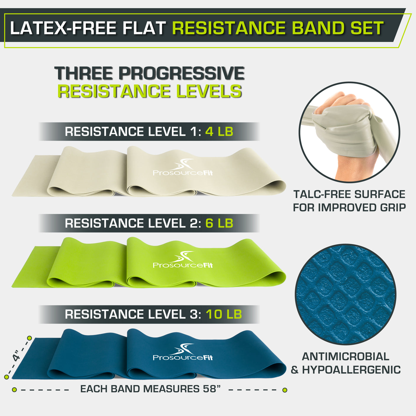Latex-Free Flat Resistance Band 3 Pack