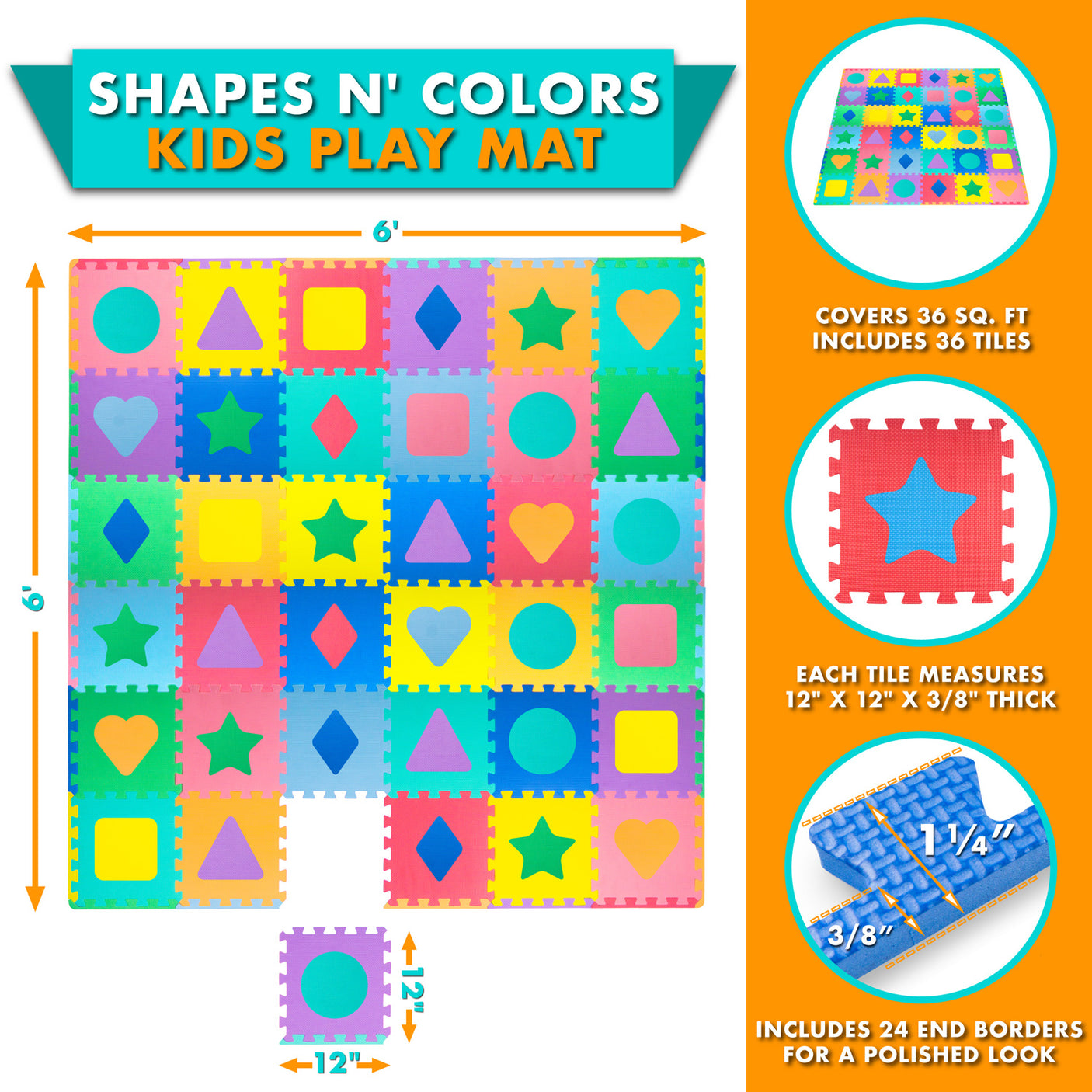 Shape-n-Color Kids Play Mat
