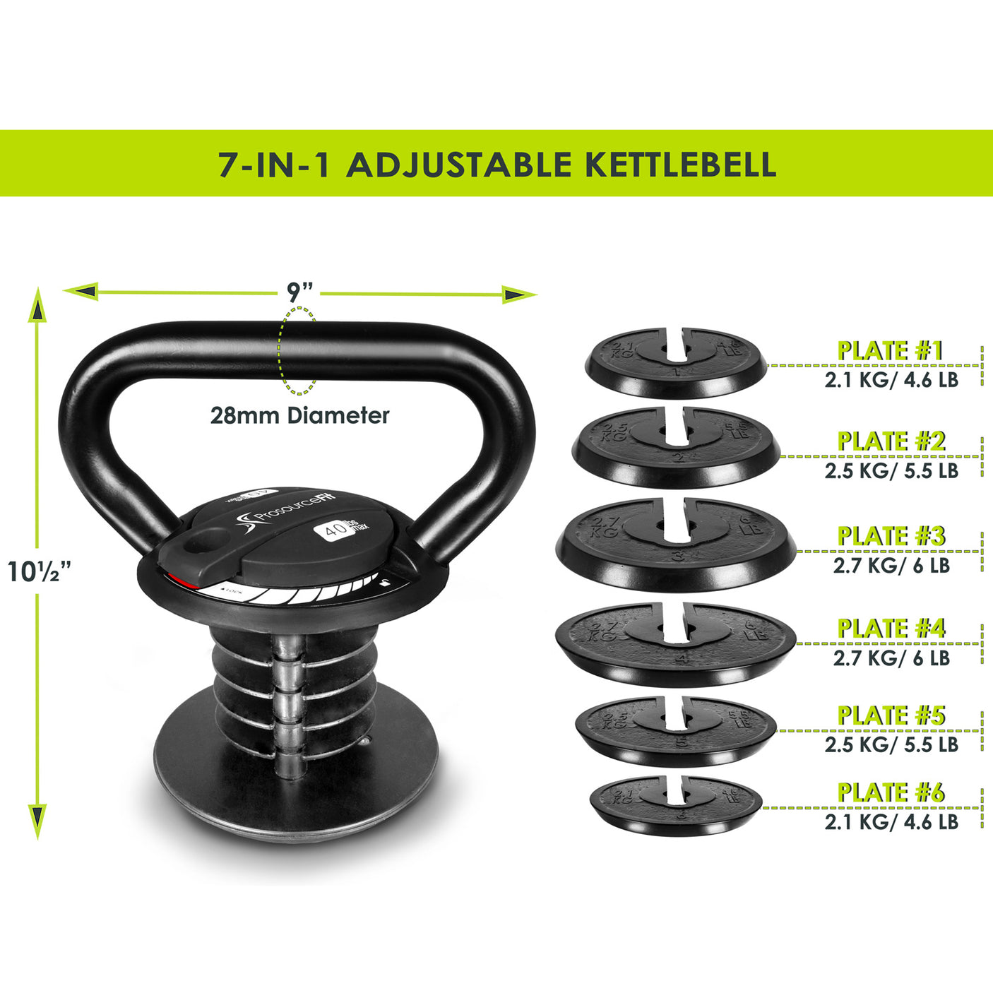 Adjustable Kettlebell 10-lb to 40-lb