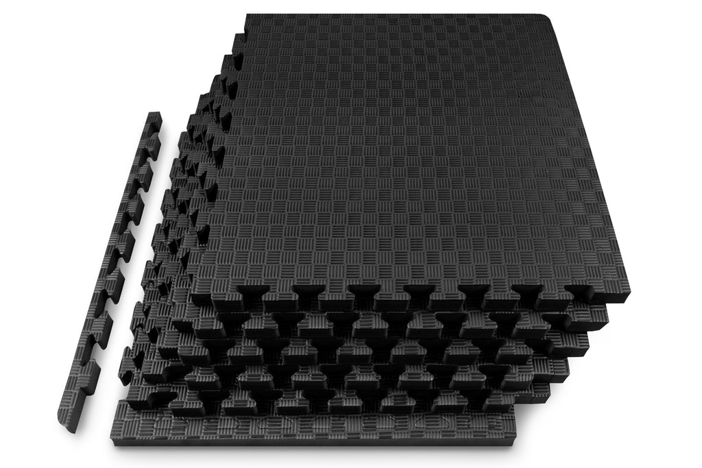 Checkered of Exercise Puzzle Mat 1-in, 24 Sq Ft Black