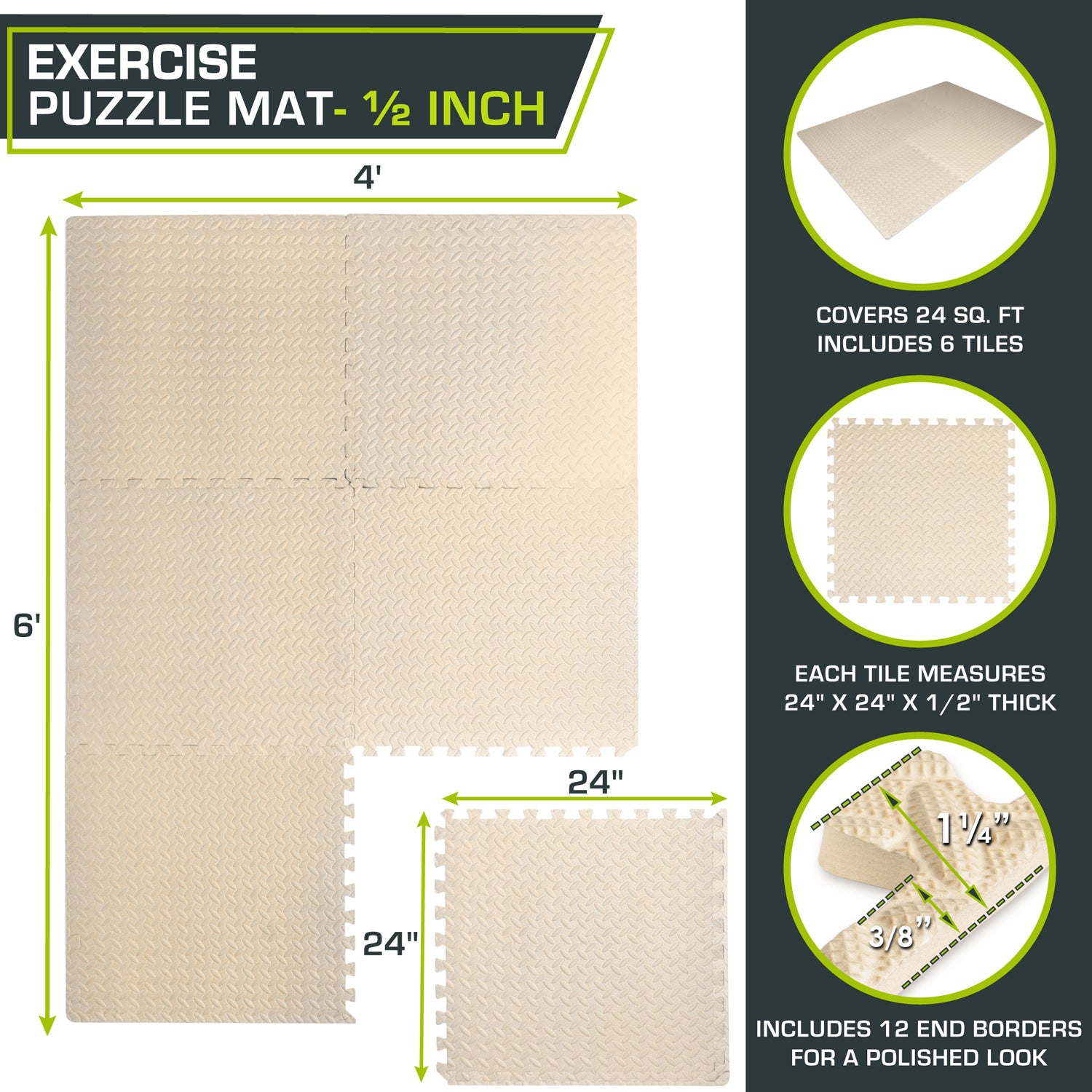 Diamond Plate Exercise Puzzle Mat 1/2-in – ProsourceFit