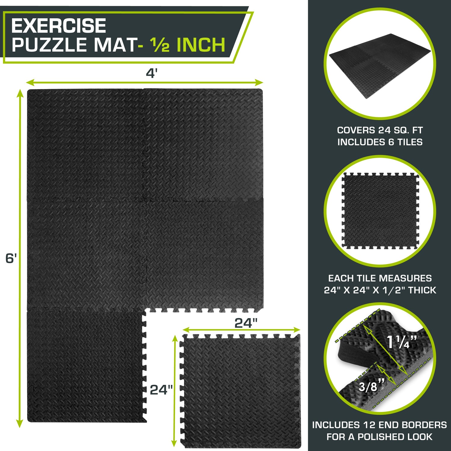 Exercise Puzzle Mat 1 2 in 24 Sq Ft ProsourceFit