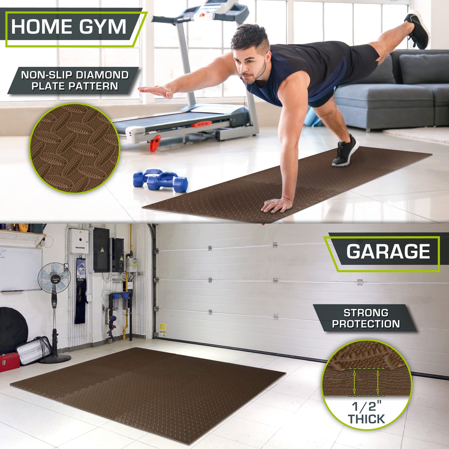 ProsourceFit Exercise Puzzle Mat 1 2 in Tiles 24 Sq ft Beige