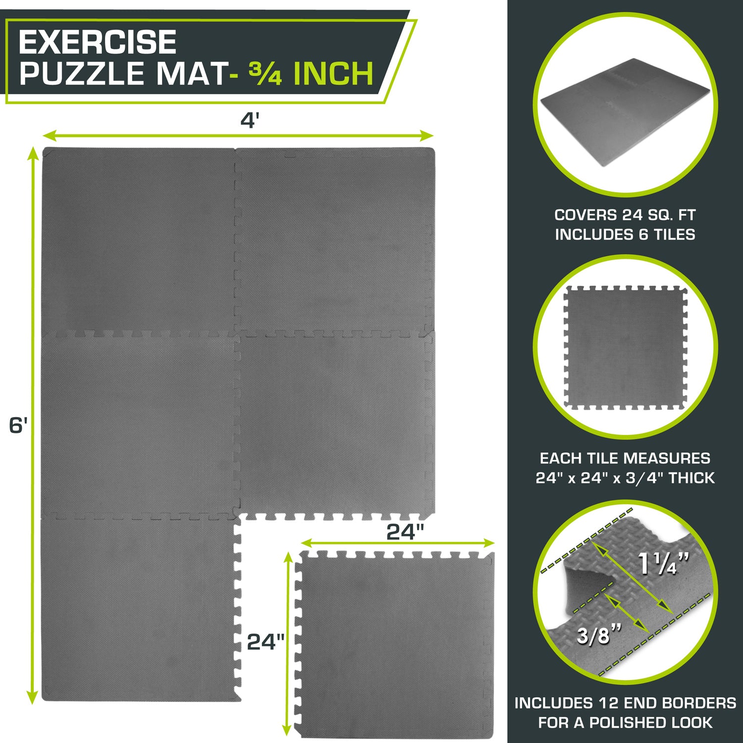 Weaved Pattern Exercise Puzzle Mat 3/4-in – ProsourceFit
