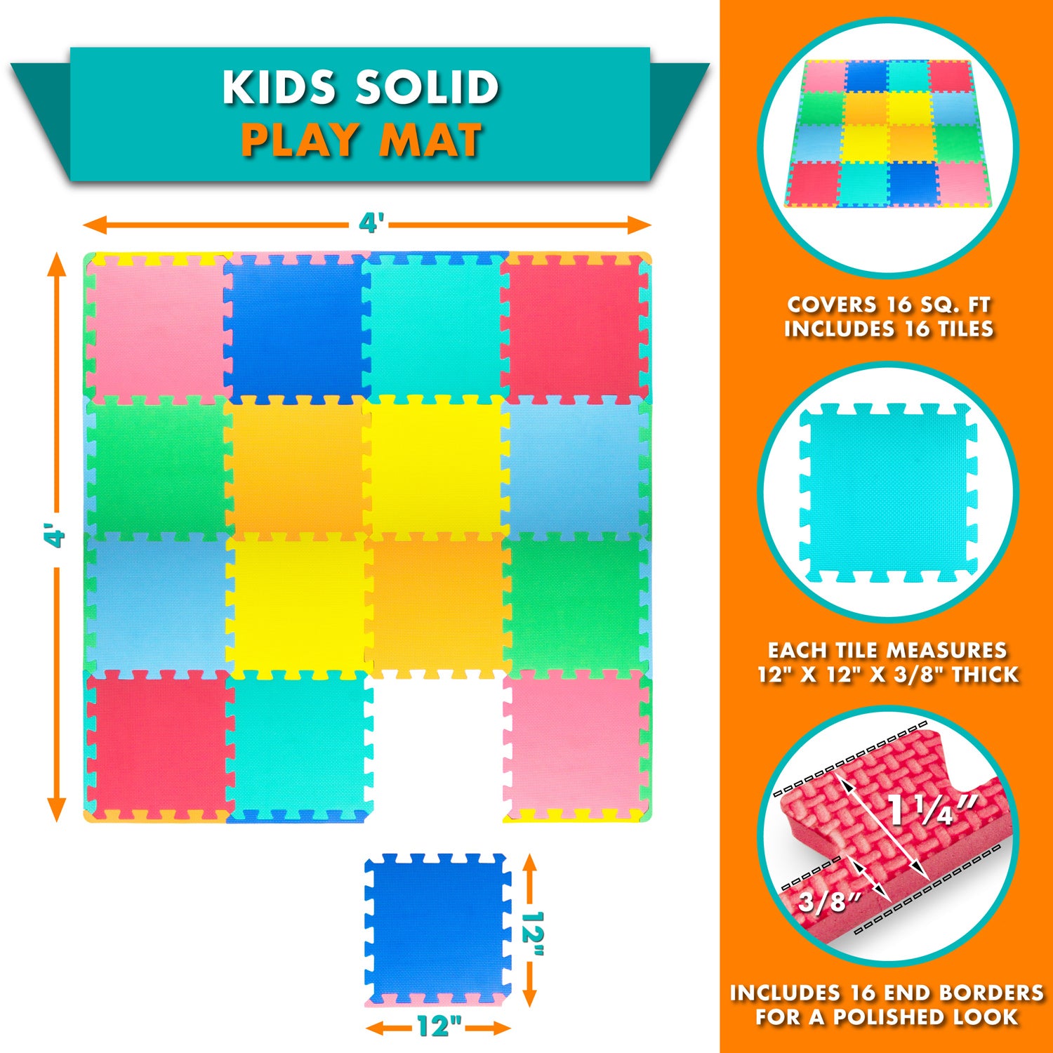 Kids Solid Floor Play Mat ProsourceFit