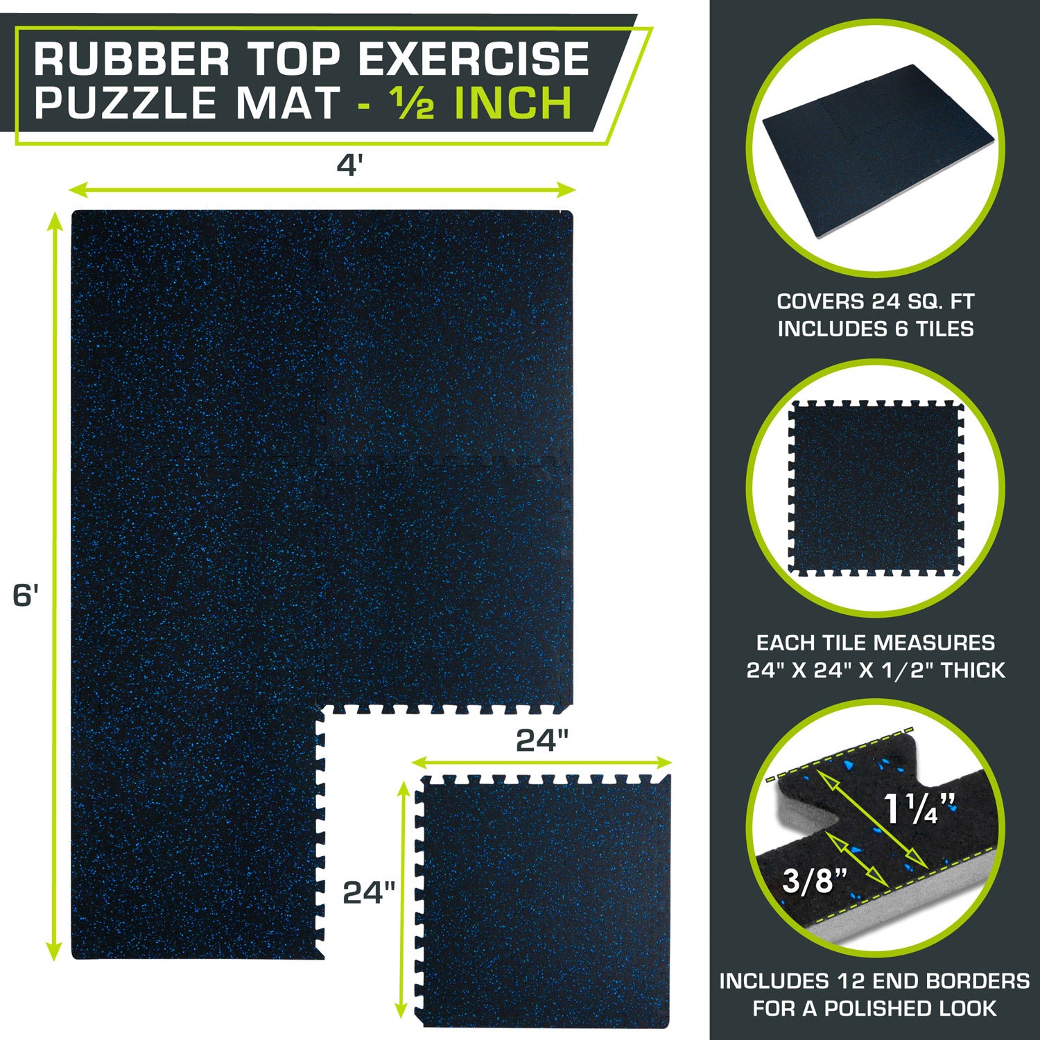 1 inch rubber tiles best sale