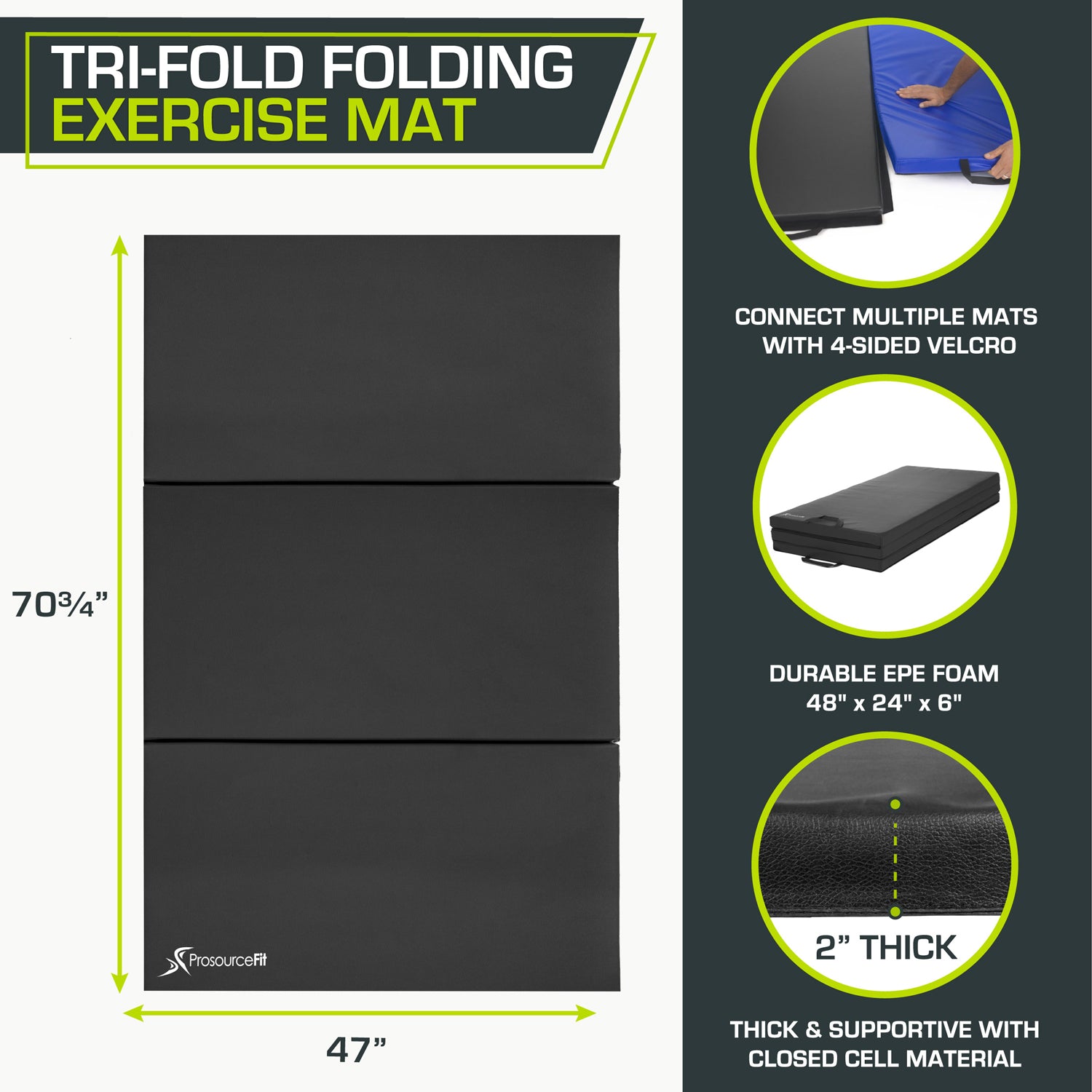 Tri-Fold Folding Exercise Mat 6x4x2 – ProsourceFit