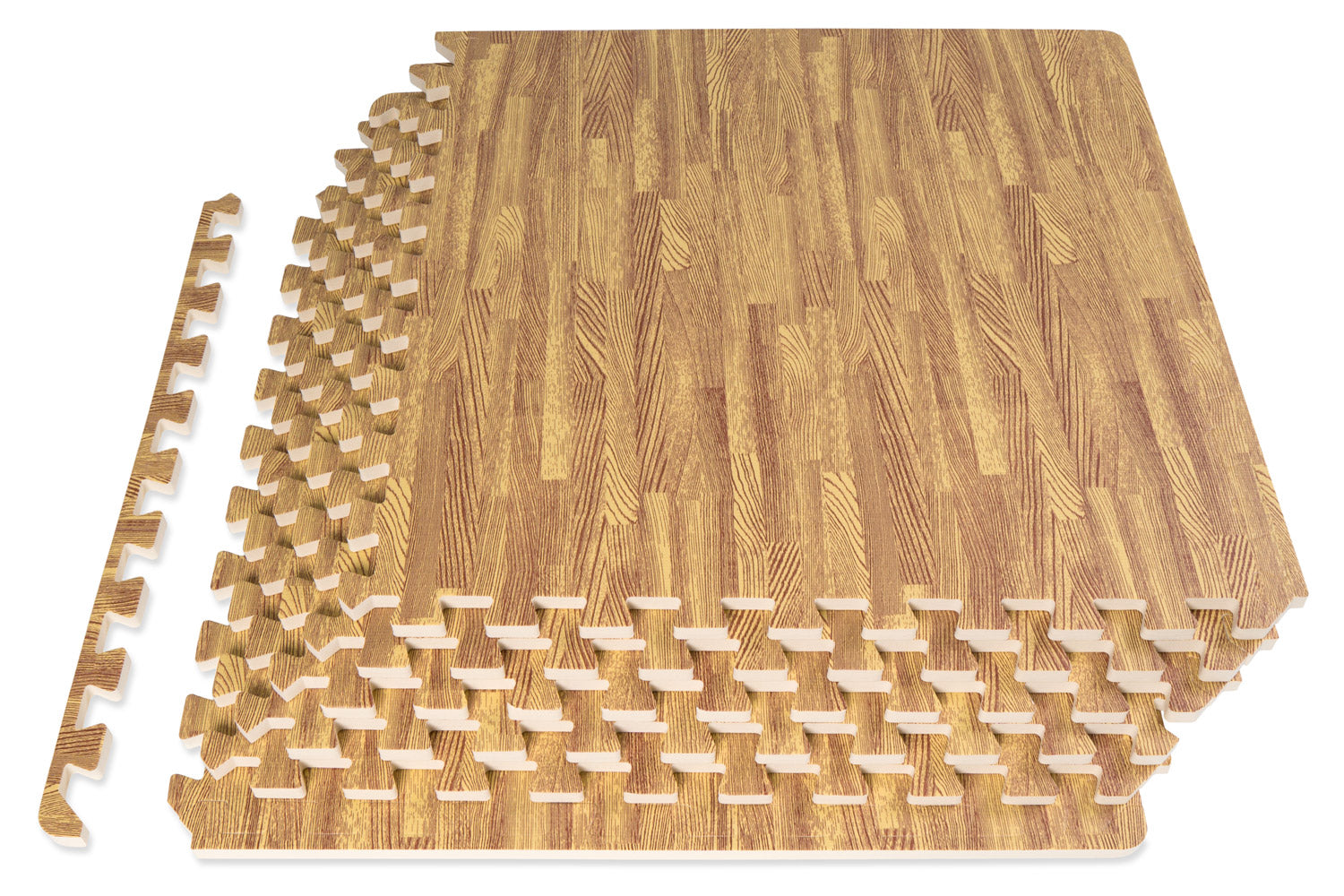 Light Oak Wood Grain Puzzle Mat 1/2-in, 24 Sq Ft