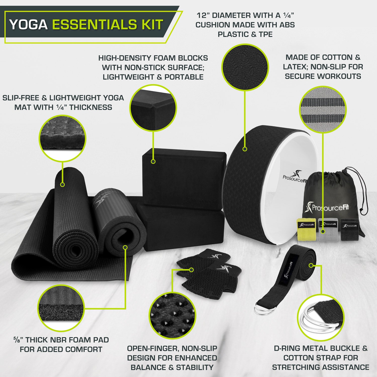 7-Piece Yoga Starter Set – ProsourceFit