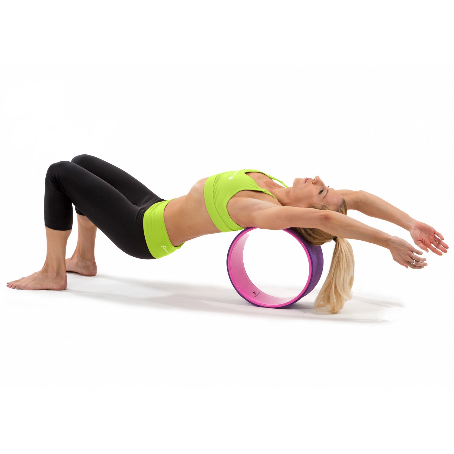 ProSource Yoga Wheel for Stretching Support for Yoga Poses Backbends Black White