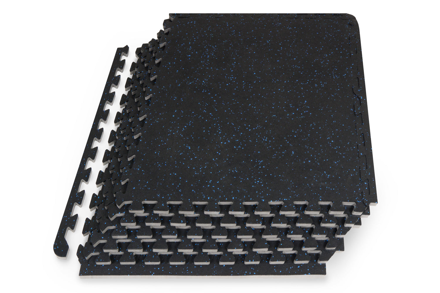 24 sqft Blue Rubber Top Exercise Puzzle Mat, 1/2-in